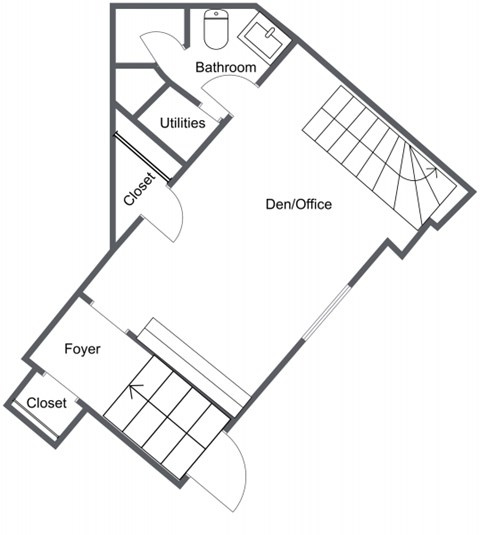 Floor plan for 1 bed, 1 bath, 1247 sqft